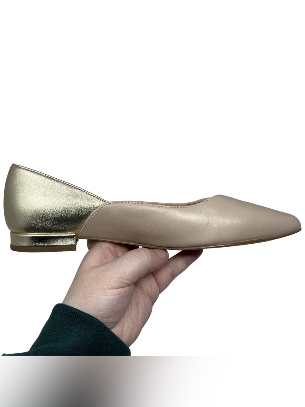 Talbots “Portia” Nude & Gold Metallic Back Nappa Leather Flats Women’s Size 7M - Picture 14 of 15